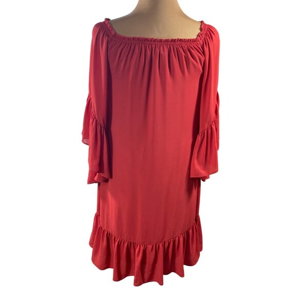 WHBM Shift Dress Brick Red Orange Ruffle Trim Size XS Extra Small OTS - Picture 3 of 8
